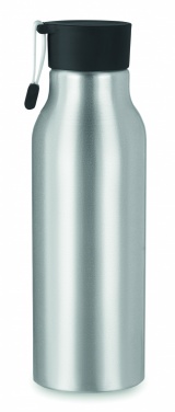 Logotrade promotional item image of: Single-walled 500 ml aluminum bottle with a PP cap and a silicone strap