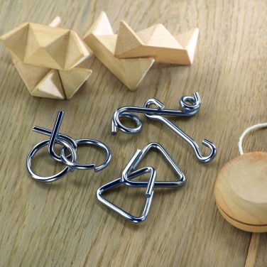 Logo trade promotional product photo of: Set of 3 metal brain teasers