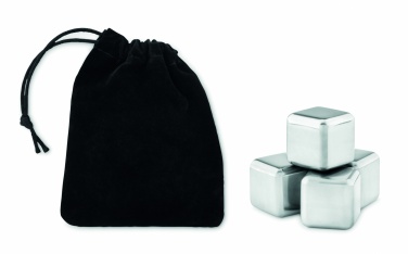 Logo trade promotional gifts image of: Set of 4 SS ice cubes in pouch