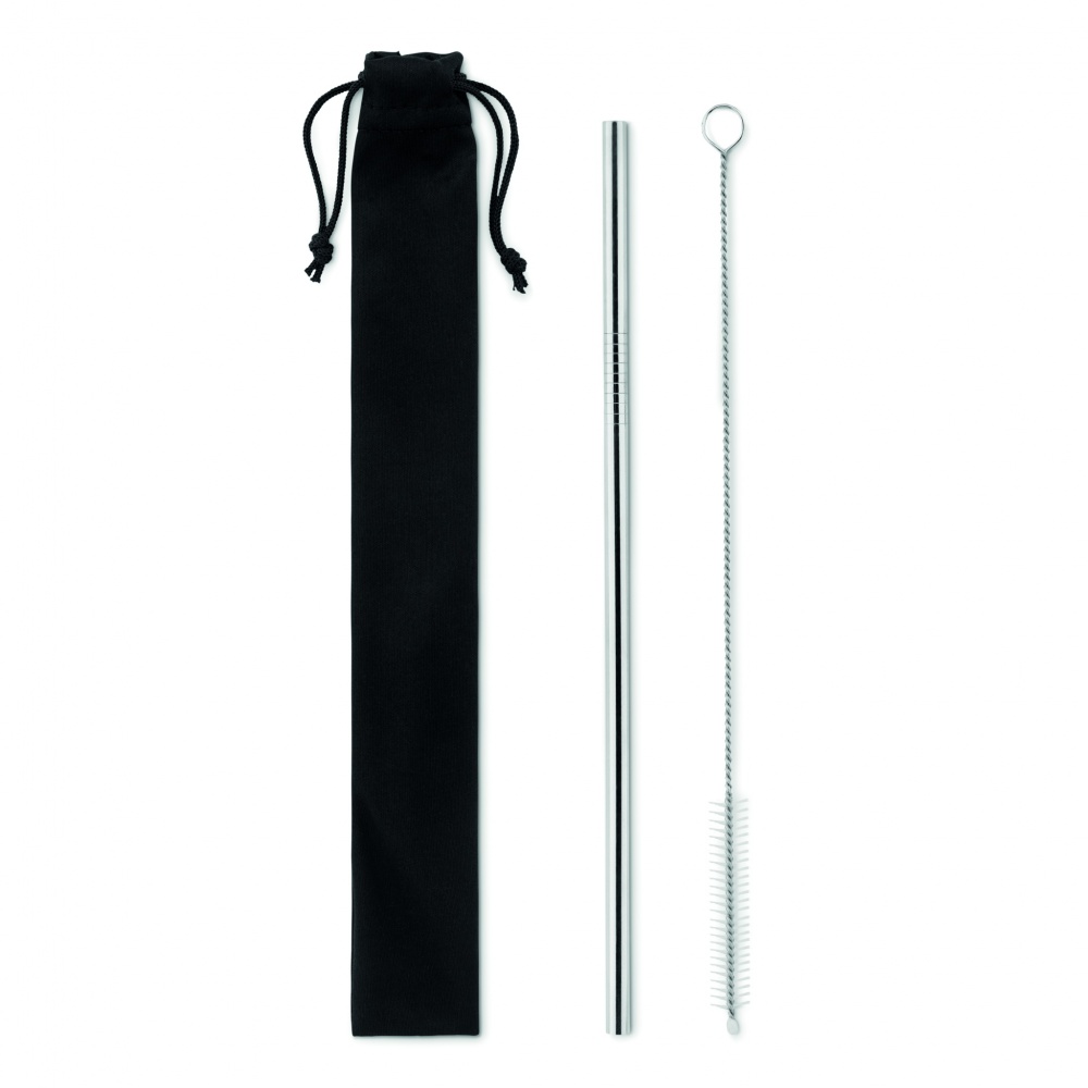 Logo trade advertising products image of: SS straw and brush in pouch