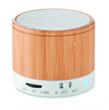 Logo trade promotional items image of: Round Bamboo wireless speaker