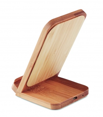 Logotrade promotional merchandise picture of: Bamboo wireless charge stand 5W WIRESTAND