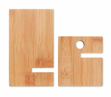 Logo trade promotional merchandise photo of: Bamboo phone stand/ holder WHIPPY