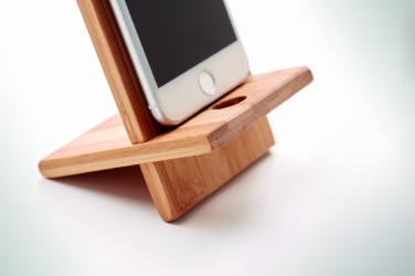 Logo trade promotional merchandise image of: Bamboo phone stand/ holder WHIPPY