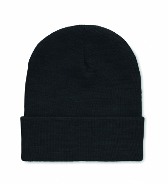 Logo trade corporate gifts image of: Beanie in RPET with cuff