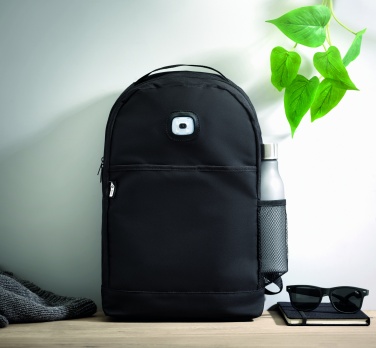 Logo trade promotional giveaways picture of: Backpack in RPET & COB light