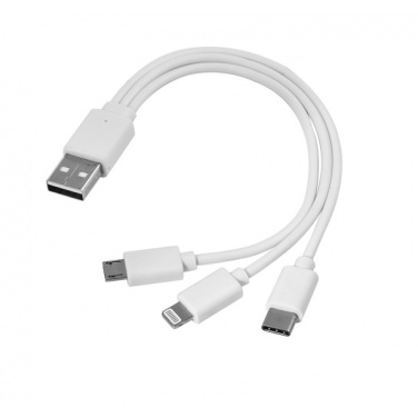 Logo trade corporate gifts image of: 3 in 1 USB cable type c + micro USB + lightning