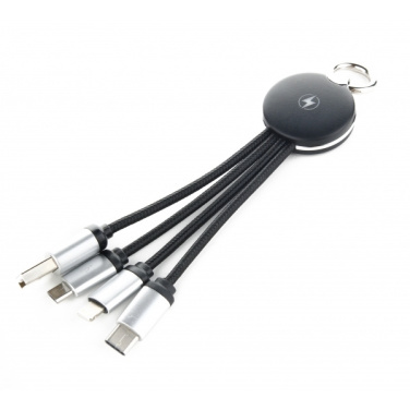 Logo trade promotional items image of: 3in1 cable with enlighted logo for engraving, RXD-368