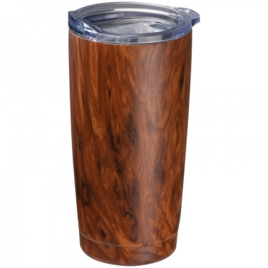 Logo trade promotional items picture of: Stainless steel mug with wooden look COSTA RICA 550 ml