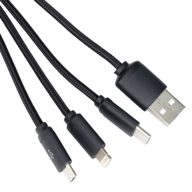 Logo trade promotional merchandise image of: 3in1 long cable with elighted logo for engraving, W201TG