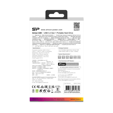 Logo trade promotional gift photo of: Hard Disc Silicon Power Armor A30 2TB