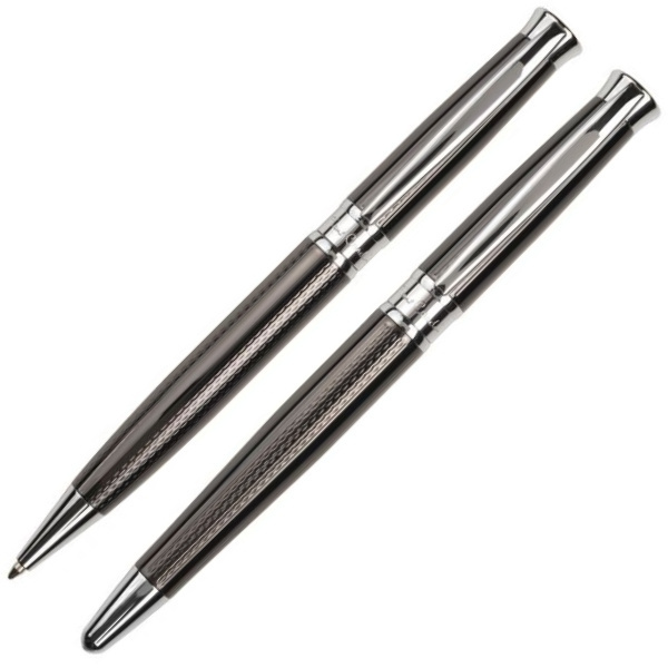 Logotrade promotional items photo of: Metal set of ballpoint pen and roller ROI