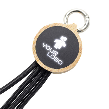 Logotrade promotional giveaway picture of: 4-in-1 cable with elighted logo in a wooden casing, LH-ZMU05