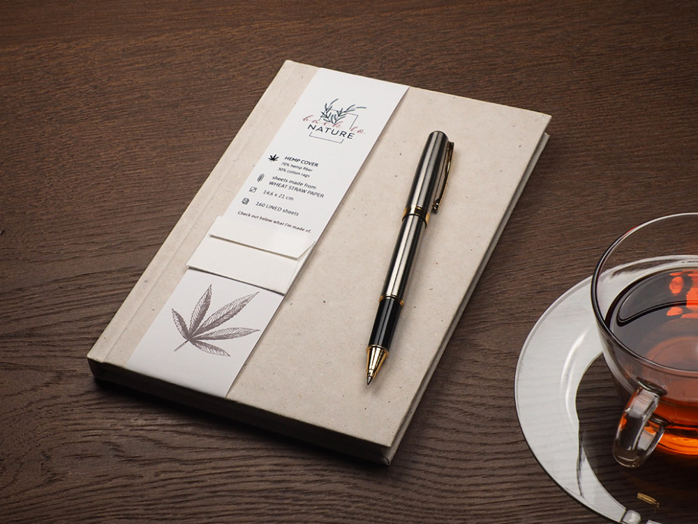 Logo trade promotional giveaways image of: Recycled Hemp Notebook 209734300