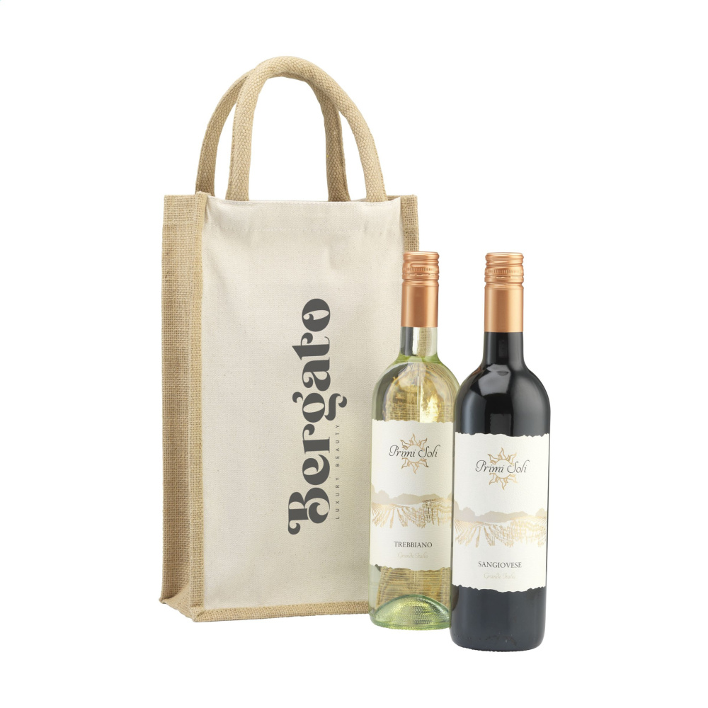 Logotrade promotional product picture of: Jute Canvas Double Wine Bag