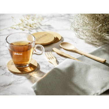 Logo trade promotional gifts picture of: Bamboo Coaster Set