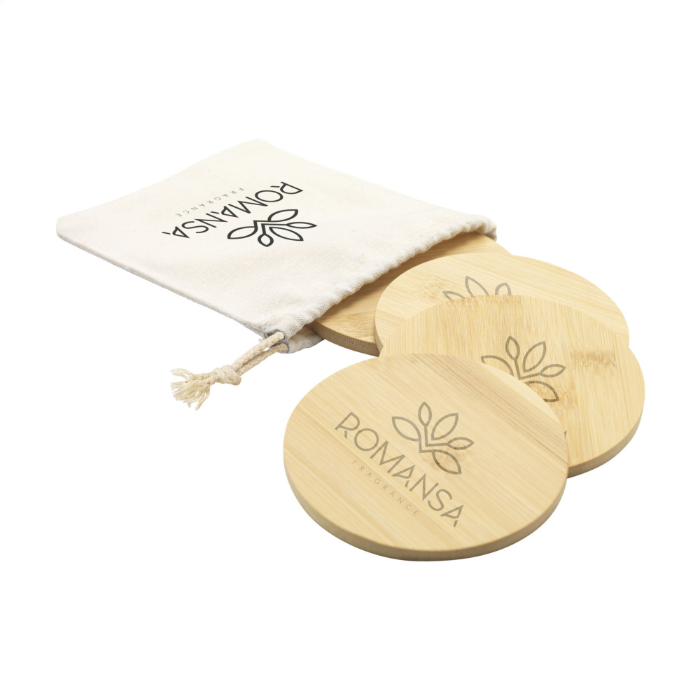 Logo trade promotional gift photo of: Bamboo Coaster Set