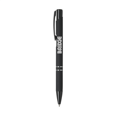 Logo trade promotional items image of: Ebony Rubberised pen