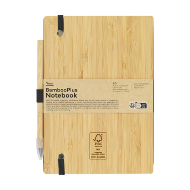 Logo trade promotional merchandise photo of: BambooPlus Paper Notebook A5 - Inkless Pen