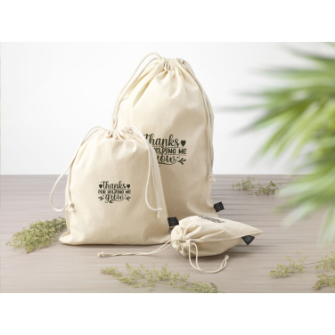 Logo trade promotional giveaways picture of: Gift Pouch Natural GRS Recycled Cotton (150 g/m²) L
