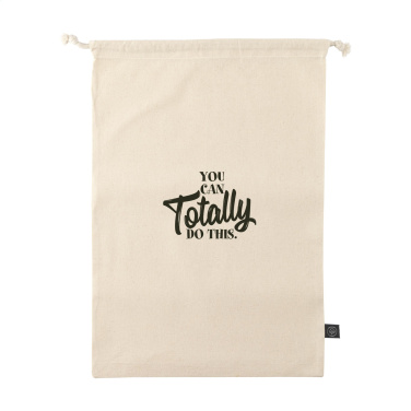Logo trade promotional items picture of: Gift Pouch Natural GRS Recycled Cotton (150 g/m²) L