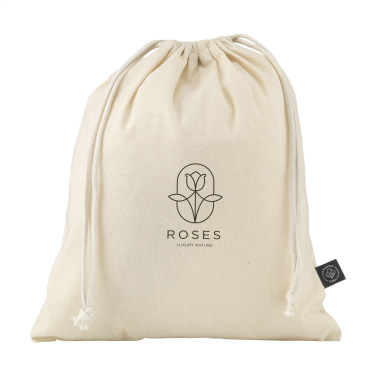 Logo trade promotional gifts picture of: Gift Pouch Natural GRS Recycled Cotton (150 g/m²) M