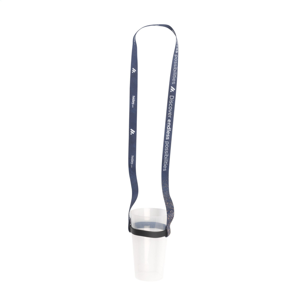 Logotrade promotional merchandise picture of: Lanyard Sublimation RPET 1.5 cm with Cup holder