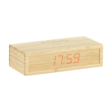 Logo trade corporate gifts picture of: Bamboo Alarm Clock with Wireless Charger