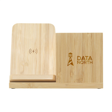 Logo trade promotional item photo of: Bamboo Boss 15W charger/pen holder