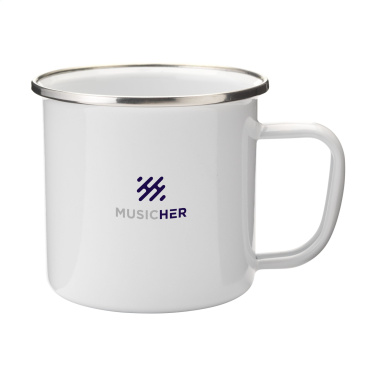 Logo trade promotional giveaway photo of: Retro Silver Enamel Mug 350 ml