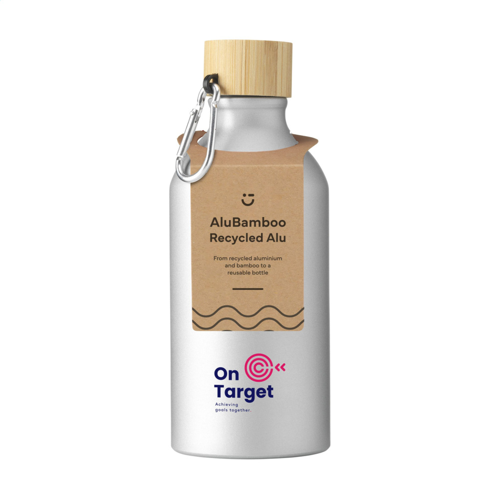 Logotrade promotional product picture of: AluBamboo GRS Recycled Alu 500 ml water bottle