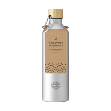 Logotrade promotional product picture of: AluBamboo GRS Recycled Alu 750 ml water bottle