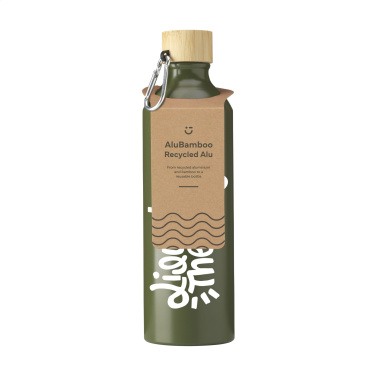 Logo trade business gift photo of: AluBamboo GRS Recycled Alu 750 ml water bottle