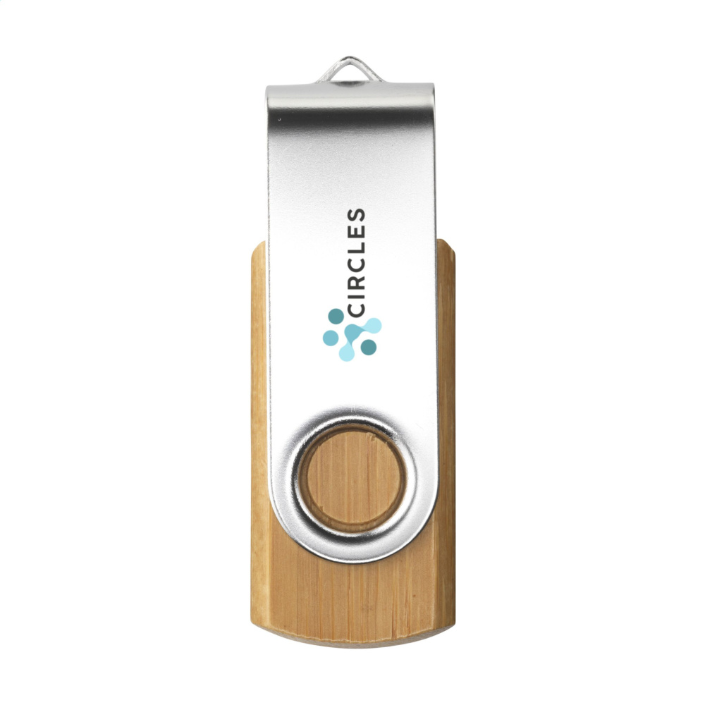 Logo trade promotional products image of: USB Twist Bamboo from stock 8 GB