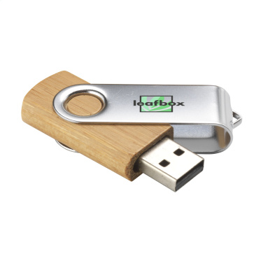 Logo trade promotional items image of: USB Twist Bamboo from stock 8 GB