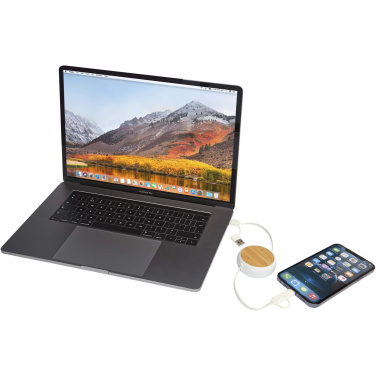 Logo trade promotional items picture of: Chechia 5-in-1 recycled plastic 100 cm retractable data sync and 45W fast charge cable