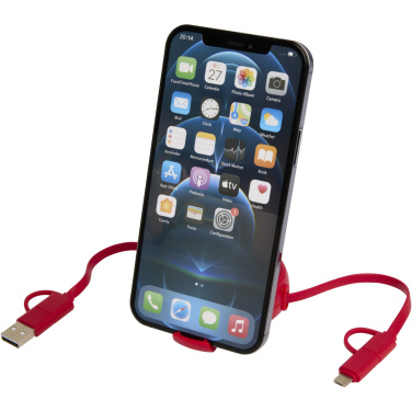 Logotrade promotional products photo of: Alasia 5-in-1 100 cm recycled plastic and aluminium retractable data sync and 45W fast charge cable
