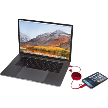 Logotrade promotional item picture of: Alasia 5-in-1 100 cm recycled plastic and aluminium retractable data sync and 45W fast charge cable