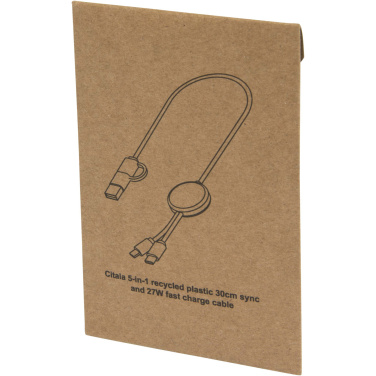 Logotrade promotional giveaway image of: Citala 5-in-1 recycled plastic 30 cm data sync and 27W fast charge cable