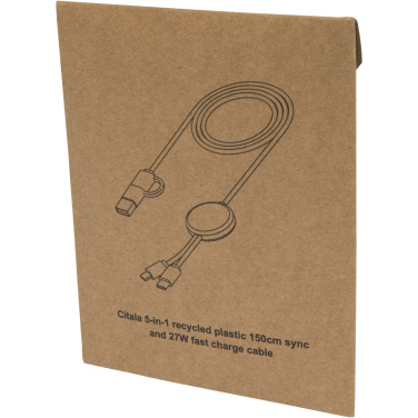 Logotrade promotional products photo of: Citala 5-in-1 recycled plastic 150 cm data sync and 27W fast charge cable