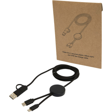 Logotrade business gifts photo of: Citala 5-in-1 recycled plastic 150 cm data sync and 27W fast charge cable