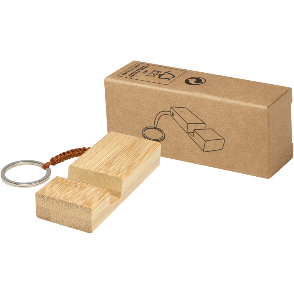 Logotrade promotional gifts photo of: Bosona bamboo phone holder with keychain