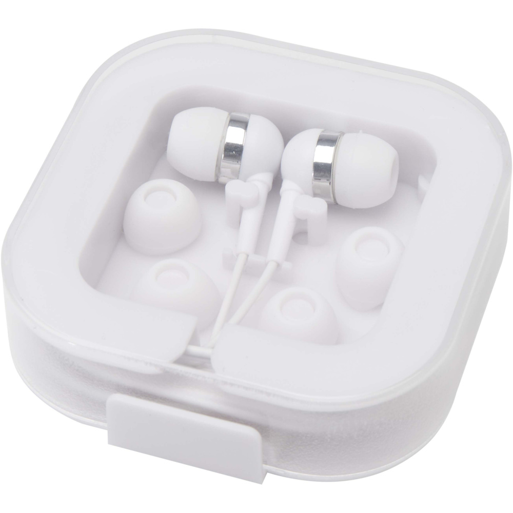 Logo trade promotional products image of: Dofida wired Type-C earbuds with recycled plastic storage box