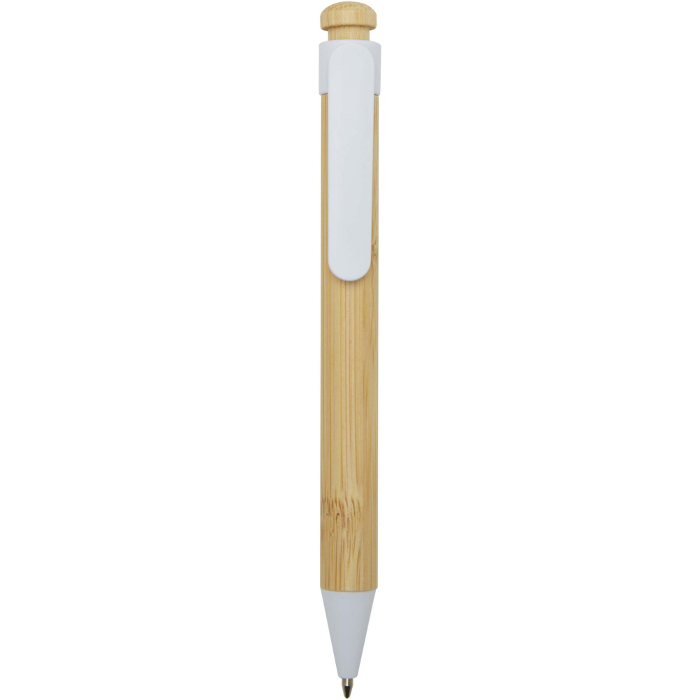 Logo trade advertising product photo of: Rattan bamboo and recycled plastic ballpoint pen (black ink)