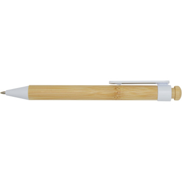 Logo trade promotional giveaway photo of: Rattan bamboo and recycled plastic ballpoint pen (black ink)