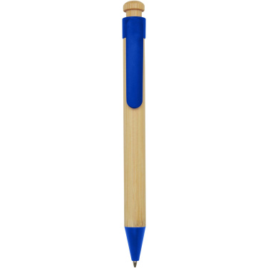 Logotrade corporate gift image of: Rattan bamboo and recycled plastic ballpoint pen (black ink)
