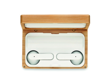 Logo trade corporate gifts picture of: TWS earbuds in bamboo case