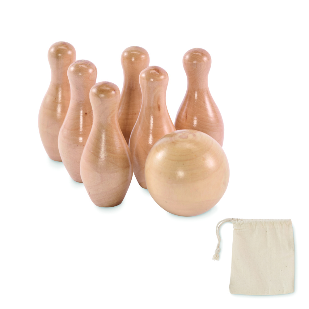 Logo trade promotional giveaways picture of: Mini pine wood bowling set