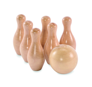 Logo trade promotional merchandise photo of: Mini pine wood bowling set