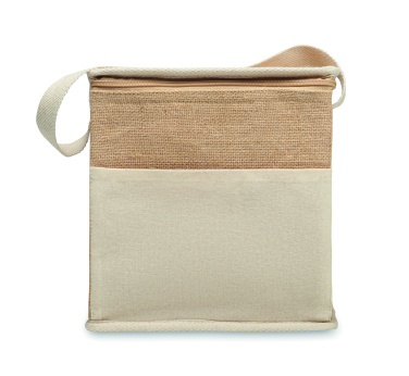 Logo trade promotional giveaway photo of: Jute and canvas cooler bag 3L